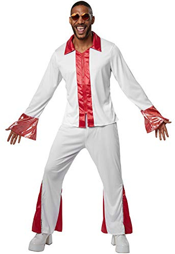 dressforfun 900470 - Herrkostym disco-dansare, tröja med trumpetärmar och flares (XL | Nr 302153)