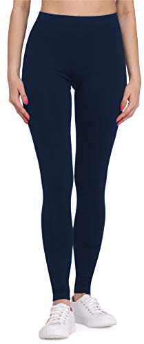 Bellivalini Leggings Damen aus Viskose Ganzjährig Bequeme Bekleidung Damen für tägliches Tragen oder Sport BLV50-147 (Dunkelblau, L)