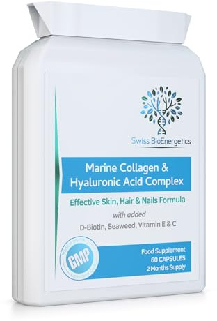 Marine Collagen & Hyaluronic Acid Complex - 60 Capsules - 500mg of Highly Bioavailable Naticol® Hydrolysed Collagen