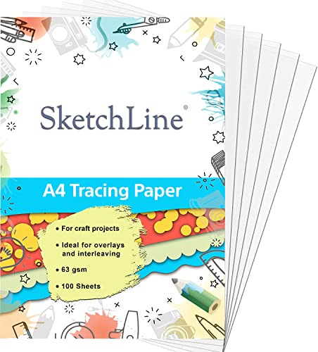 SketchLine Tracing Paper A4 Size 100 Sheets (63gsm) with High Transparency & Optimum Thickness for Drawing, Sketching & Dressmaking