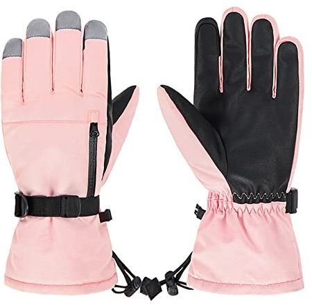 Zando Kids Winter Snow Gloves for Boys Girls - Waterproof Insulated Ski Snowboarding Mittens - Outdoor Windproof Warm Toddler Gloves - Pink 6-8