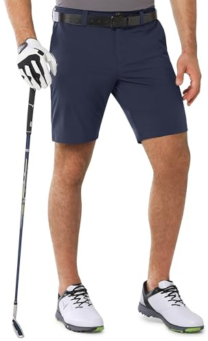 Outdoor Ventures Herr golfshorts UPF 50 stretch 25 cm Bermudashorts lätta snabbtorkande korta byxor med 3 tehållare och fickor för golf, Marinblå, 32
