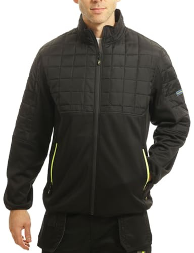 Goodyear Giacca da lavoro termica da uomo, trapuntata, leggera, resistente al vento, nero/nero, S
