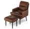 CLIPOP Fauteuil relax en cuir synthétique avec tabouret, rembourré, repose-pieds, pour salon, chambre à coucher, bureau (marron foncé), BZYM-LC-0477