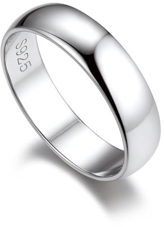 Bandmax Eheringe Silber Herren Ringe 925 Silber Ring Frauen Verlobungsring Größe 64mm Bandring 5mm breit Trauringe Partnerringe Silber Silberschmuck für Hochzeit