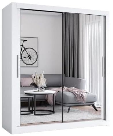 Fabryka Mebli Idźczak Kleiderschrank mit Spiegel - Schwebetürenschrank - Schlafzimmerschrank - 64 x 180 x 215 cm - Wohnzimmerschrank - Garderobenschrank, Schrank mit Zwei Türen, modern