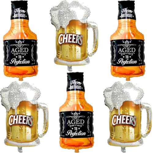 DIADARL Whiskey Bottle Beer Mug Super Shape Mylar Foil Balloon for Bar Valentines Wedding Decors Birthday Party Decoration Supplies