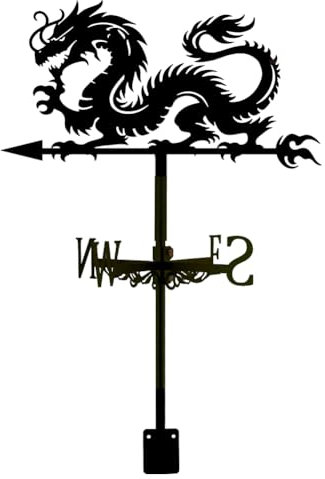 SUPERDANT Veleta en forma de dragón para montaje en el techo, veleta de metal para la decoración del techo exterior, señales de viento para granja, granja, granja, cobertizo, jardín, decoración de