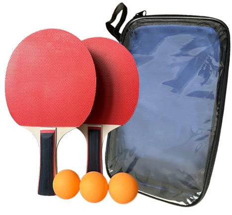 Tischtennis Schläger Set mit 2 Tischtennisschlägern, 3 Tischtennisbälle und Tragetasche,für Anfänger, Fortgeschrittene und Familienunterhaltung