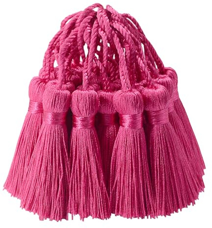 30 mini ciondoli con nappe di seta per fai da te, piccoli accessori da appendere, per segnalibri fai da te, da donna, gioielli, chiavi, catena, tenda personalizzata, regalo di nozze (Rosa scuro)