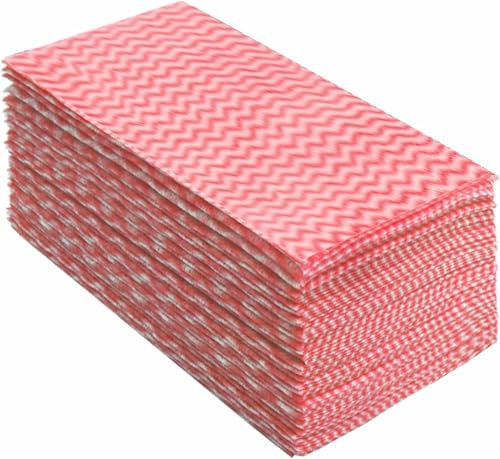 Peachicha Disposable Red Jay Cloths All-Purpose Cleaning Cloths, Reusable J Cloths, Absorbent, Durable, Machine Washable, 40 Pcs/Pack, 30x60cm, Red