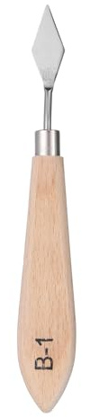 QUARKZMAN Coltelli a Paletta per Pittura 6,3 Lama in Acciaio Inox Spatola Coltello per Palette con Design Foro Manico in Legno di Faggio per Olio Acrilico Tavolozza Colori