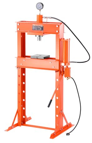 VEVOR Hydraulic Shop Press, 30 T H-Frame Pneumatic Shop Press with Press Plate & Triangular Support, Stable Garage Floor Adjustable Hydraulic Press with Relief Valve, Fit for Bending & Straightening