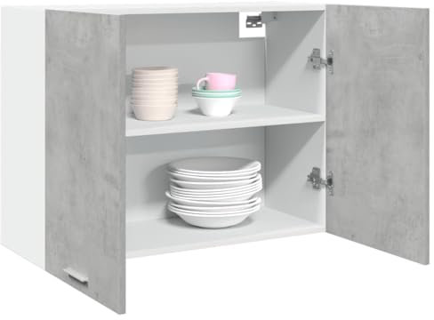 Myheimly Hängeschrank Betongrau 80x31x60 cm Holzwerkstoff Küchenschrank Küchenzeile Küchenmöbel Unterschrank Küchenunterschrank Schrank