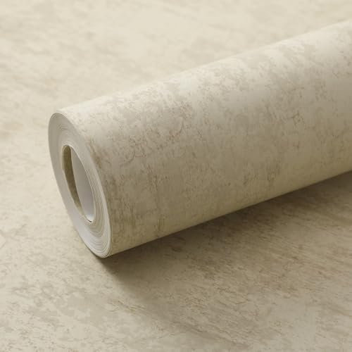 Beswitory Cream Beige Concrete Effect Wallpaper Beige Textured Distressed Concrete Design Industrial Cement Wallpaper Decorative Luxury Wall Paper Roll Living Room Hallway Bedroom Wallpapers