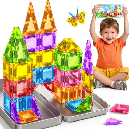 42PCS Mini Bloques Construccion Magneticas Niños Juguetes Viaje para Niños Niñas 2 3 4 5 6 7+ Años Creativo Educativos Magnetic Tiles Juego Magnetico Regalo Juegos Cumpleaños Nuevo Reyes Magos Navidad