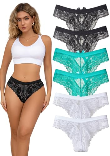 Hialegion Signora Pizzo Sexy Panty Traspirante Morbido Senza Segni Signora Intimo Taglia Media 6 Pezzi Nero S