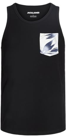 JACK & JONES Jjhonolulu Pocket AOP - Camiseta de Tirantes, Negro, XL