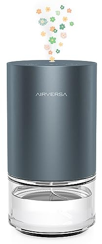 Airversa Essential Oil Diffuser Waterless Aromatherapy Diffusers for Home Large Room, Bedroom, Car, Office, Desk, Battery Operated, Small Diffuser for Pure Scent, 100mL Capacity, AN9 (Grey)
