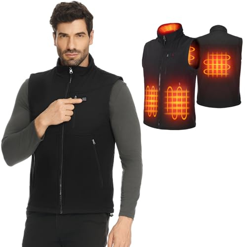 KEMIMOTO Gilet Riscaldato Uomo Donna, Antivento Gilet Riscaldato con Telecomando APP, Elettrico Giubbotti Riscaldati con Batteria da 10000 mAh per Sci Escursionismo Caccia Pesca Motociclismo