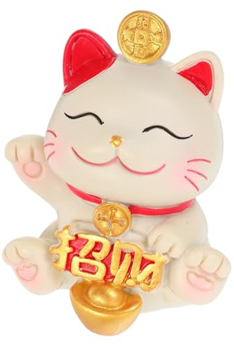 PartyKindom Statuetta di Gatto Maneki Neko in Resina Scultura Portafortuna Mini Giapponese Gatto Decorazione per Cruscotto Auto e Arredamento Domestico