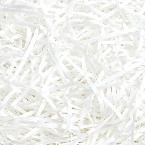 CHIHEUNG Vitt strimlat silkespapper, 1 000 g strimlat papper för presentaskar, mjuk korgfyllning för presentdekoration, förpackning