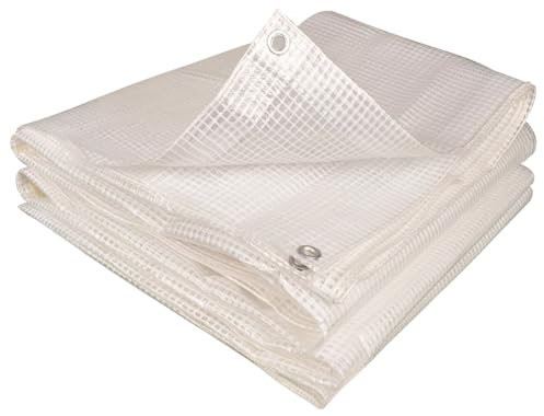 TERRE JARDIN Bâche de Protection, Extérieur Polyéthylène 160g/m² - Bâche Armée Imperméable, Ultra Résistante Découpable, Anti UV - Œillets Aluminium - Mobilier Serre Jardin - 4 x 6 - Transparent