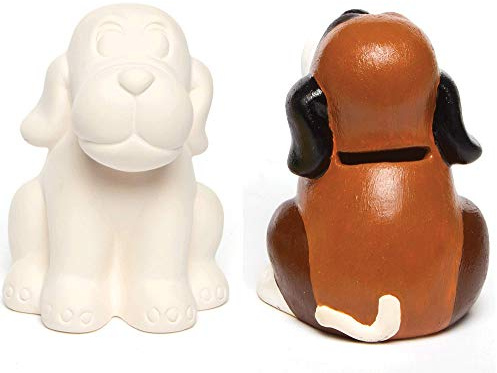 Baker Ross AG762 Dog Ceramic Coin Banks (Pack of 2)