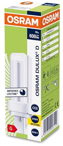10 Stück Osram Energiesparleuchten DULUX© D - Sockel G24d-1, 10 Watt