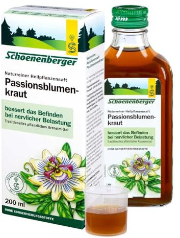Schoenenberger - Passionsblumenkraut - 1x 200 ml Glasflasche - naturreiner Heilpflanzensaft - natürliche Unterstützung bei nervlichen Belastungen - traditionell pflanzliches Arzneimittel