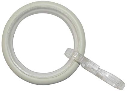 GARDINIA Juego de 10 Anillos de Cortina para Barra de Cortina con diámetro de 16 mm – 20 mm, con Inserto Deslizante y Gancho para Cortina, 10 Unidades, Elba, Ancho 3,5 mm, Metal, Color Marfil