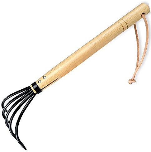 SHANFEEK Garden Rake Claw Landscape Dethatcher Thatching Rake for Digging Clam Shell Defoliation Weed Remover Tool Hoe Hand Tool for Garden Loose Soil-Aooka