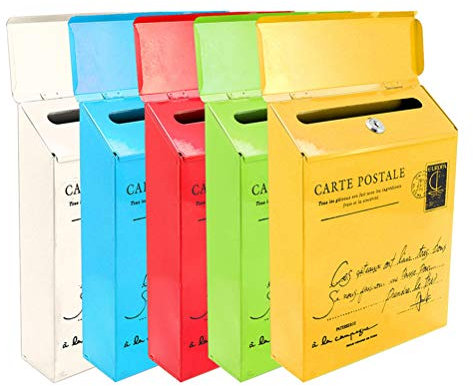 Pssopp Buzón de Correos Americano de Estilo Retro Buzón Montado en la Pared con Cerradura, Fácil Instalación, Cubierta Impermeable, Material de Hierro y Metal Duradero (como se Muestra)