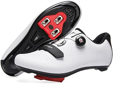 Donne Scarpe da Ciclismo da Uomo Scarpe da Bici da Strada Compatibile con SPD e Delta Blocco Pedale Scarpe da Bicicletta Peloton Traspiranti Bianco EU 42