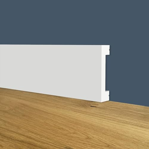 Battiscopa SQUADRATO BIANCO Passacavo 40x10mm in POLIMERI - Polistrutturato (prezzo al metro)