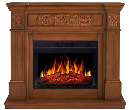 ArtiFlame Toscana Elektrisk eldstad AF23S 1 800 W fristående elektrisk eldstad med uppvärmning, realistisk 3D-flameffekt, LED-lampor, fjärrkontroll, timer, termostat, sprakande effekt, MD