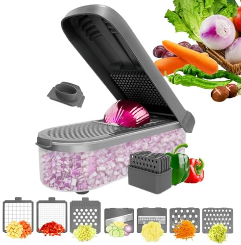 Affettaverdure a, in acciaio inox, multifunzione, con base antiscivolo, per pomodori, peperoni, cetrioli