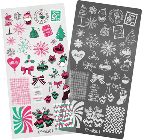 Pochoirs à ongles de la série de Noël, plaques de stamping pour ongles, flocon de neige, plaques de manucure, pochoirs d'impression
