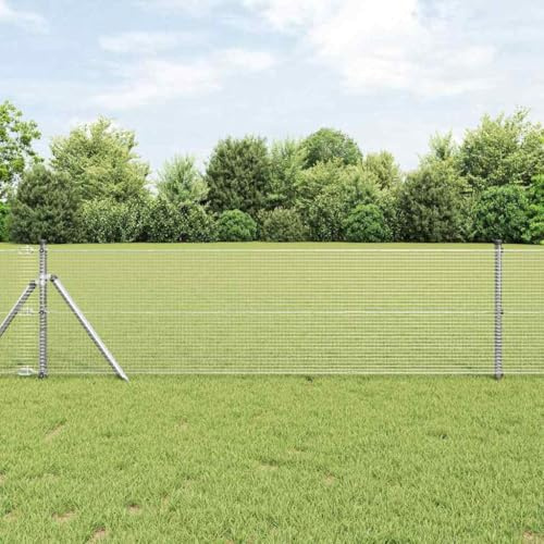 Tonture Recinzione metallica saldata color argento, resistente alle intemperie, 1000 x 40 cm, recinzione da giardino, recinzione in rete metallica, protezione privacy per terrazze, esterni, con