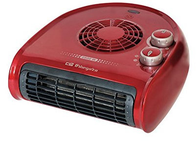 Orbegozo FH 5033 - Calefactor, termostato regulable, 2 niveles de potencia, función ventilador aire frío, calor instantáneo, indicador luminoso, asa de transporte, 2500 W, rojo