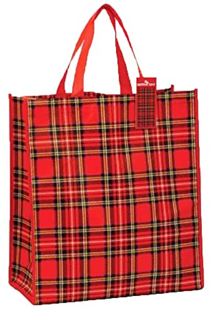 Funky Red Scottish Royal Stewart Tartan Reuseable Shopper Tote Bag
