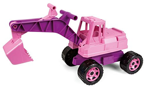 Lena 02137 - Starke Riesen Bagger für Mädchen, rosa, ca. 80 cm, großer Schaufelbagger mit Solider Tragkraft und funktionierender Schaufel, robuster Spielzeugbagger für Kinder ab 3 Jahre, lose