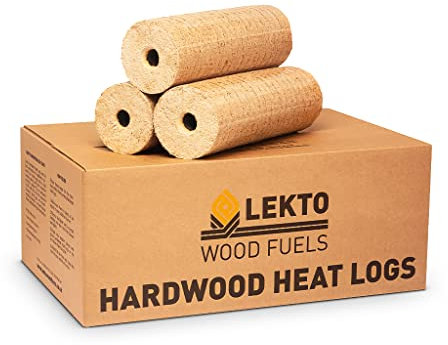 Lekto Woodfuels Hardwood Heat Logs - 4 x 20 kg (40 Logs), Fire Logs for Wood Burners, Log Stoves, Ovens, Fire Pits or Fireplace | Less than 9% Moisture | Easy to Light with Reduced Ash | Eco Friendly