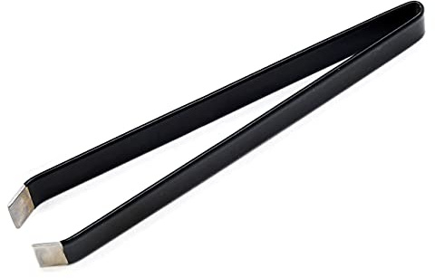 Flat Fish-Bone Tweezers with Wide Tip (Black Coated)