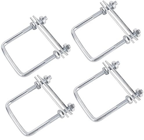 Bügelschraube U-Bügelverschlus U-Schrauben Schellen U-Bolzen 4 Stück Quadratische Bolzen M8 Gewindebügel Mit Mutter Rahmen Und Unterlegscheibe für Pipelines Abschleppen von Autos und Schiffen