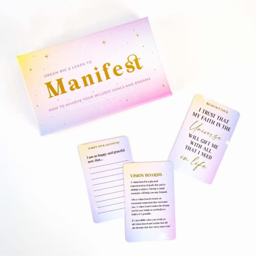 Gift Republic Dream Big & Manifest - 100 tarjetas - Paquete de tarjetas de atención plena y bienestar. Consejos y trucos para manifestar tus sueños y metas más salvajes.