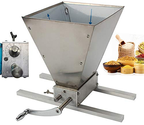4L Manuelle Getreidebrecher 2 Rollen Verstellbare Malzmühle Getreidemühle Heimbrauer Schrotmühle Crusher Brewers Mühle mit Kurbelgriff & Regelventil