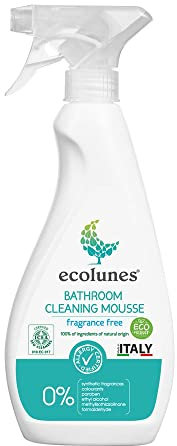 Ecolunes mousse detergente per il bagno, senza profumo 100% di ingredienti di origine naturale, non provoca allergie, realizzato con detergenti a base vegetale, dermatologicamente testato, 500 ml