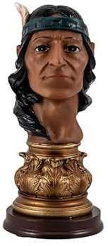 DRW Busto Potencia Cacique Guaicaipuro de Resina Pintado a Mano 12 cm Alto