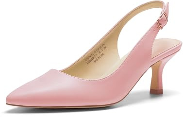 DREAM PAIRS Women's Kitten Heel Slingback Pointed Closed Toe Low Stiletto Heels Dress Bridal Elegant Wedding Pumps Shoes,Size 5,Pink-Pu,SDPU2444W